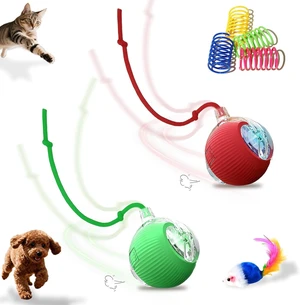 2-Pack USB Rechargeable Smart Cat Toy Ball for Indoor Cats & Small Dogs | 360° Rotation Automatic Moving Chase Toy, Obstacle Avoidance Interactive Play with 4 Spiral Springs 2-Pack USB Rechargeable Smart Cat Toy Ball for Indoor Cats & Small Dogs | 360° Rotation Automatic Moving Chase Toy, Obstacle Avoidance Interactive Play with 4 Spiral Springs