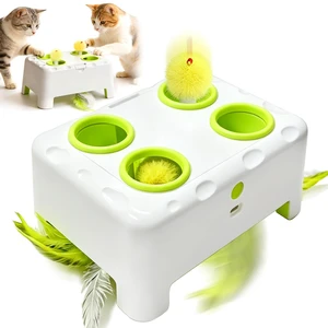 Cat Interactive Automatic Toys, Magic House Whack-a-Mole Toy | Rechargeable Stimulating Feather Kitten Toys, 3 Play Modes, 4 Holes Design, 4 Replacement Accessories Cat Interactive Automatic Toys, Magic House Whack-a-Mole Toy | Rechargeable Stimulating Feather Kitten Toys, 3 Play Modes, 4 Holes Design, 4 Replacement Accessories