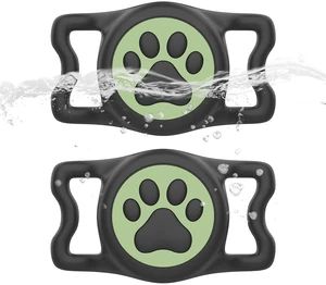 2-Pack Airtag Holder for Dog Collar, Waterproof Silicone Protective Case Cover, Anti-Lost Tracker Universal Fit for All Width Pet Collars(Black with Night Glow&Black with Night Glow) 2-Pack Airtag Holder for Dog Collar, Waterproof Silicone Protective Case Cover, Anti-Lost Tracker Universal Fit for All Width Pet Collars(Black with Night Glow&Black with Night Glow)
