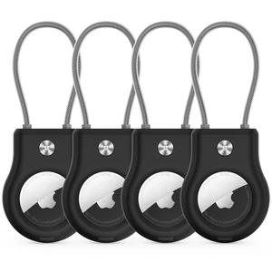 Air Tag Holder - (4 Pack) Air tag Lock Keychain with Wire Cable Compatible with Apple AirTag,Ultra Durable Anti-Lost Protective Case with Keyring for Luggage, Key, Backpack, Pet, Bag, Black Air Tag Holder - (4 Pack) Air tag Lock Keychain with Wire Cable Compatible with Apple AirTag,Ultra Durable Anti-Lost Protective Case with Keyring for Luggage, Key, Backpack, Pet, Bag, Black