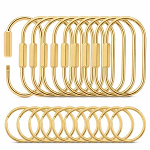 10 Pack Brass Carabiner Keychain Clip with Secure Screw Locking | Solid Brass Screw Lock Carabiner, Anti-Lost Keyring Clip, Chain & Charm Holder For Handbags, Purses,Pet Tags & DIY Crafts 10 Pack Brass Carabiner Keychain Clip with Secure Screw Locking | Solid Brass Screw Lock Carabiner, Anti-Lost Keyring Clip, Chain & Charm Holder For Handbags, Purses,Pet Tags & DIY Crafts