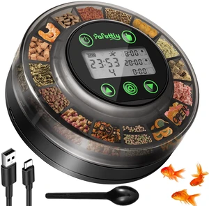 Automatic Fish Feeder for Aquarium - Auto Fish Food Dispenser for Fish Turtle Tank with USB Cable & LCD Display, Timer Fish Feeder for Vacation Weekend Holiday, with Fish Feeder Spoon Automatic Fish Feeder for Aquarium - Auto Fish Food Dispenser for Fish Turtle Tank with USB Cable & LCD Display, Timer Fish Feeder for Vacation Weekend Holiday, with Fish Feeder Spoon