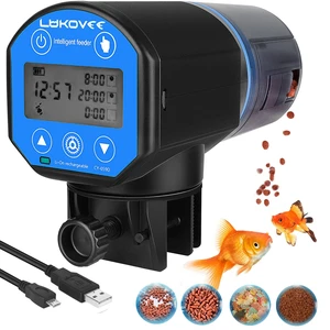 Automatic Fish Feeder, Feeding Time Display, 200ML Capacity, USB | Moisture-Proof, USB Rechargeable, 3 Timers, Small Aquarium Fish Tank Food Dispenser for Weekend Holiday, BL Automatic Fish Feeder, Feeding Time Display, 200ML Capacity, USB | Moisture-Proof, USB Rechargeable, 3 Timers, Small Aquarium Fish Tank Food Dispenser for Weekend Holiday, BL