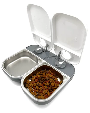 2-Meal Automatic Feeder, 400g Per Bowl, Wet & Dry Food, White | Programmable Digital Timer, 2 x 400g Bowls, Includes Ice Packs, For Cats & Small Dogs, No Apps or WiFi, Dishwaser-Safe 2-Meal Automatic Feeder, 400g Per Bowl, Wet & Dry Food, White | Programmable Digital Timer, 2 x 400g Bowls, Includes Ice Packs, For Cats & Small Dogs, No Apps or WiFi, Dishwaser-Safe