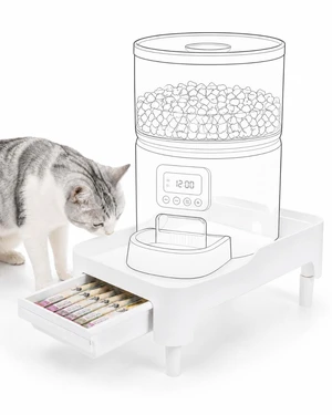 Adjustable Elevated Automatic Pet Feeder Stand with Storage Drawer | Ergonomic Adjustable Stand Protects Pet Spine and Digestion with Built-in Storage Drawer and Cord Slot Adjustable Elevated Automatic Pet Feeder Stand with Storage Drawer | Ergonomic Adjustable Stand Protects Pet Spine and Digestion with Built-in Storage Drawer and Cord Slot