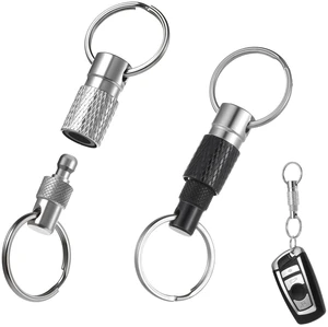 Quick Release Keychain for Men, Detachable Keychains Quick Release, Pull Apart Keyring with 2 Split Rings, Metal Safety Keychain for Car Purse Bag Accessories (Black Silver, 2Pack) Quick Release Keychain for Men, Detachable Keychains Quick Release, Pull Apart Keyring with 2 Split Rings, Metal Safety Keychain for Car Purse Bag Accessories (Black Silver, 2Pack)