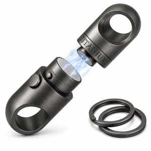 Titanium Quick Release Magnetic Keychain One Hand Detachable Key Holder for Car Keys and Everyday Carry, Durable Metal Key Ring Connector, Silver Gray Titanium Quick Release Magnetic Keychain One Hand Detachable Key Holder for Car Keys and Everyday Carry, Durable Metal Key Ring Connector, Silver Gray
