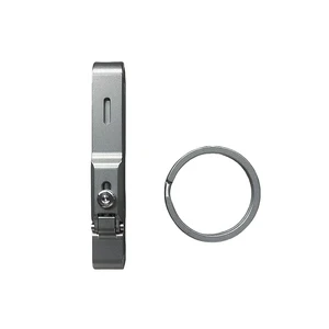 Titanium Gr5 Mortise Lock Design Key Belt Clip Keychain Clip With One Ti ring (Patented) MB9, middle, Grey Titanium Gr5 Mortise Lock Design Key Belt Clip Keychain Clip With One Ti ring (Patented) MB9, middle, Grey