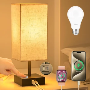 Bedside Table Lamps for Bedroom Touch Nightstand Lamp with USB C+A | Beige Lampshade 14-inch, 3 Way Dimmable, Small Bedside Lamps for Living Room, Dorm, Office, Home Decor, LED Bulbs Included Bedside Table Lamps for Bedroom Touch Nightstand Lamp with USB C+A | Beige Lampshade 14-inch, 3 Way Dimmable, Small Bedside Lamps for Living Room, Dorm, Office, Home Decor, LED Bulbs Included