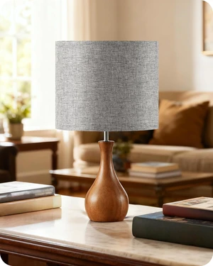Gray Table Lamp, 14.2" Small Bedside Lamp, Compact Desk Lamp with Gray Linen Lampshade & Dark Walnut Base, Modern Nightstand Lamp for Bedroom, Kid's Room, Office, E26 Socket, LH09TL05 Gray Table Lamp, 14.2" Small Bedside Lamp, Compact Desk Lamp with Gray Linen Lampshade & Dark Walnut Base, Modern Nightstand Lamp for Bedroom, Kid's Room, Office, E26 Socket, LH09TL05