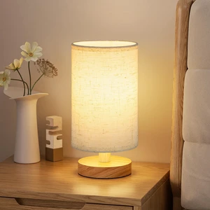 8.5" Small Table Lamp for Bedroom - Inline Switch Bedside Lamp | Light Beige Shade & Wood Base | E26 | Minimalist Design | Easy Assembly | Compact Size for Bedroom, Dorm, Desk & Nightstand 8.5" Small Table Lamp for Bedroom - Inline Switch Bedside Lamp | Light Beige Shade & Wood Base | E26 | Minimalist Design | Easy Assembly | Compact Size for Bedroom, Dorm, Desk & Nightstand