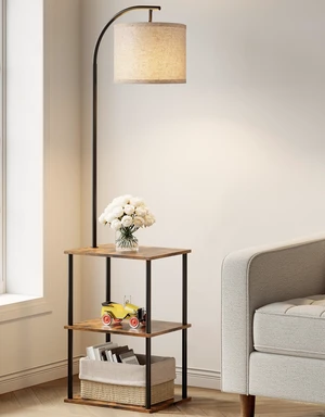 Floor Lamp with Table,Night Stand Lamp,End Side Table for Living Room Brown | Small Narrow Coffee Table with Lamp, Modern Standing Lamp with Storage Shelves, 3-CCT LED Bulb, Bedroom Office Home Décor Floor Lamp with Table,Night Stand Lamp,End Side Table for Living Room Brown | Small Narrow Coffee Table with Lamp, Modern Standing Lamp with Storage Shelves, 3-CCT LED Bulb, Bedroom Office Home Décor