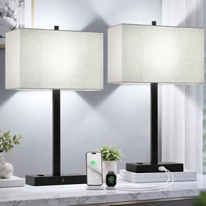 Set of 2 Touch Control Table Lamps with 2 USB & AC Outlet, 3-Way Dimmable Bedside Nightstand Lamps for Bedroom Living Room Nursery, 800 Lumens 5000K Daylight Bulbs Included Set of 2 Touch Control Table Lamps with 2 USB & AC Outlet, 3-Way Dimmable Bedside Nightstand Lamps for Bedroom Living Room Nursery, 800 Lumens 5000K Daylight Bulbs Included