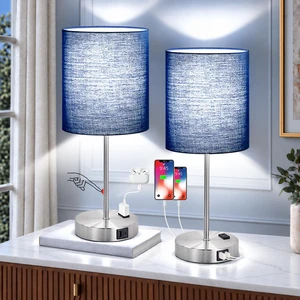 Set of 2 Touch Control Table Lamps with 2 USB & AC Outlet, 3-Way Dimmable Bedside Nightstand Lamps for Bedroom Living Room Nursery, 800 Lumens 5000K Daylight Bulbs Included Set of 2 Touch Control Table Lamps with 2 USB & AC Outlet, 3-Way Dimmable Bedside Nightstand Lamps for Bedroom Living Room Nursery, 800 Lumens 5000K Daylight Bulbs Included