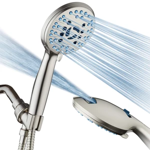 AquaCare 8-mode High Pressure Handheld Shower Head with 2-mode Power Wash | Stay Clean Nozzles, Dual Power Wash for Tub, Tile & Pets, Long 6 ft. Stainless Steel Hose, Wall & Overhead Brackets / Nickel AquaCare 8-mode High Pressure Handheld Shower Head with 2-mode Power Wash | Stay Clean Nozzles, Dual Power Wash for Tub, Tile & Pets, Long 6 ft. Stainless Steel Hose, Wall & Overhead Brackets / Nickel