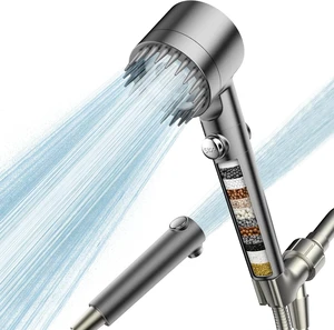 Filtered Shower Head with Handheld,High Pressure Shower Heads Filter | ON/OFF Switch,4 Spray,Built-in Power Wash,Detachable Showerhead,Silicone Massage Brush,Remove Chlorine,Reduces Dry Itchy Skin Filtered Shower Head with Handheld,High Pressure Shower Heads Filter | ON/OFF Switch,4 Spray,Built-in Power Wash,Detachable Showerhead,Silicone Massage Brush,Remove Chlorine,Reduces Dry Itchy Skin