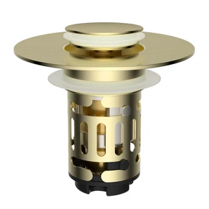 Upgraded 3 in 1 Bathroom Sink Drain Strainer, Pop Up Stopper | Universal Sink Plug, Removable Stainless Steel Filter Basket Hair Catcher, Fit 1.1''-2.36'' Basin, Brass Core, Brushed Gold Upgraded 3 in 1 Bathroom Sink Drain Strainer, Pop Up Stopper | Universal Sink Plug, Removable Stainless Steel Filter Basket Hair Catcher, Fit 1.1''-2.36'' Basin, Brass Core, Brushed Gold