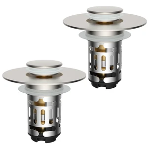 2 PCS Upgraded 3 in 1 Bathroom Sink Drain Strainer, Pop Up Stopper | Universal Sink Plug, Removable Stainless Steel Filter Basket Hair Catcher, Fit 1.1''-2.36'' Basin, Brass Core, Brushed Nickel 2 PCS Upgraded 3 in 1 Bathroom Sink Drain Strainer, Pop Up Stopper | Universal Sink Plug, Removable Stainless Steel Filter Basket Hair Catcher, Fit 1.1''-2.36'' Basin, Brass Core, Brushed Nickel