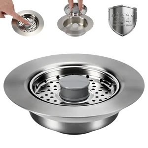 Sink Drain Strainer - Kitchen Sink Stopper, 3 In 1 Kitchen Sink Drain Strainer with Anti-Clogging Basket, Fit US Standard 3-1/2'' Sink Hole Sink Drain Strainer - Kitchen Sink Stopper, 3 In 1 Kitchen Sink Drain Strainer with Anti-Clogging Basket, Fit US Standard 3-1/2'' Sink Hole