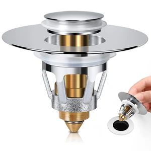 Universal Bathroom Sink Stopper, for 1.1-1.5 Inch Bullet Core Push Type Basin Pop Up Drain Filter, Sink Drain Strainer Plug No Overflow with Basket Hair Catcher Universal Bathroom Sink Stopper, for 1.1-1.5 Inch Bullet Core Push Type Basin Pop Up Drain Filter, Sink Drain Strainer Plug No Overflow with Basket Hair Catcher