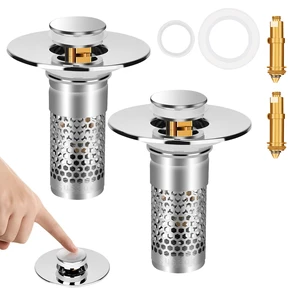 Bathroom Sink Stopper 2Pack, Sink Drain for Bathroom Pop Up Stopper with Removable Stainless Steel Filter Basket Hair Catcher for Standard 1.06"-1.50" Sink Basin Hole Bathroom Sink Stopper 2Pack, Sink Drain for Bathroom Pop Up Stopper with Removable Stainless Steel Filter Basket Hair Catcher for Standard 1.06"-1.50" Sink Basin Hole