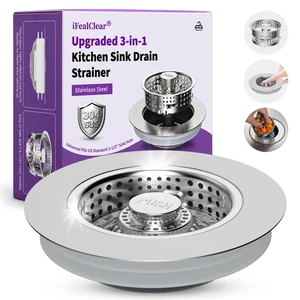 Universal Metal Kitchen Sink Drain Strainer, 3 in 1 Pop-Up Sink Stopper | Stainless Steel Drain Stopper Plug/Large Anti-Clogging Detachable Basket/3-Layer Tight Seal, Fit 3-1/2" Drain, Brushed Nickel Universal Metal Kitchen Sink Drain Strainer, 3 in 1 Pop-Up Sink Stopper | Stainless Steel Drain Stopper Plug/Large Anti-Clogging Detachable Basket/3-Layer Tight Seal, Fit 3-1/2" Drain, Brushed Nickel