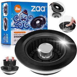 3 in 1 Kitchen Sink Drain Strainer Stopper Removable Basket Pop-Up | Kitchen Sink Accessories 1 Pack All Black Stainless - Food Catcher, Odor-Blocking Seal, Fits 3.5" Drain 3 in 1 Kitchen Sink Drain Strainer Stopper Removable Basket Pop-Up | Kitchen Sink Accessories 1 Pack All Black Stainless - Food Catcher, Odor-Blocking Seal, Fits 3.5" Drain