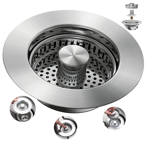 Sink Drain Strainer 3 in 1, 304 Stainless Steel Pop Up Sink Stopper, Anti-Clogging Sink Strainer, Kitchen Sink Strainer, Drain Cover and Kitchen Accessories for US Standard Sink(Silver) Sink Drain Strainer 3 in 1, 304 Stainless Steel Pop Up Sink Stopper, Anti-Clogging Sink Strainer, Kitchen Sink Strainer, Drain Cover and Kitchen Accessories for US Standard Sink(Silver)