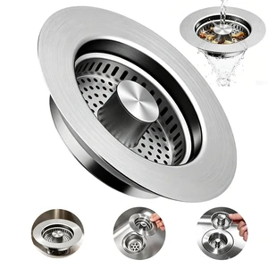 3 in 1 Kitchen Sink Stopper, Pop Up Kitchen Sink Drain Strainer | Stainless Steel Sink Stopper, Clog-Resistant Food Strainer for US Standard 3 1/2 inch Drain 3 in 1 Kitchen Sink Stopper, Pop Up Kitchen Sink Drain Strainer | Stainless Steel Sink Stopper, Clog-Resistant Food Strainer for US Standard 3 1/2 inch Drain
