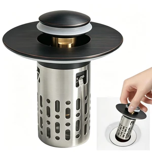 Bathroom Sink Stopper, 3 in 1 Bathroom Sink Drain Strainer Universal Pop Up Sink Stopper with Removable Hair Catcher Anti-Clog Filter Basket Brass & Stainless Steel Oil Rubbed Bronze 1 PC Bathroom Sink Stopper, 3 in 1 Bathroom Sink Drain Strainer Universal Pop Up Sink Stopper with Removable Hair Catcher Anti-Clog Filter Basket Brass & Stainless Steel Oil Rubbed Bronze 1 PC