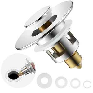 Universal Metal Bathroom Sink Drain Stopper, 2-in-1 Pop Up, Chrome | Sink Strainer with Anti-Clogging Filter Basket Fit for Standard 1"-2.3" Basin Drain Holes, Anti-Clog Universal Metal Bathroom Sink Drain Stopper, 2-in-1 Pop Up, Chrome | Sink Strainer with Anti-Clogging Filter Basket Fit for Standard 1"-2.3" Basin Drain Holes, Anti-Clog