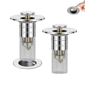 2 Pcs Bathroom Sink Drain Strainer, Pop Up Sink Stopper with Hair Catcher | 3-in-1 pop-up stopper, hair catcher and filter basket. Fits 1.1"-1.3" drains, leak-proof silicone gasket, tool-free install 2 Pcs Bathroom Sink Drain Strainer, Pop Up Sink Stopper with Hair Catcher | 3-in-1 pop-up stopper, hair catcher and filter basket. Fits 1.1"-1.3" drains, leak-proof silicone gasket, tool-free install