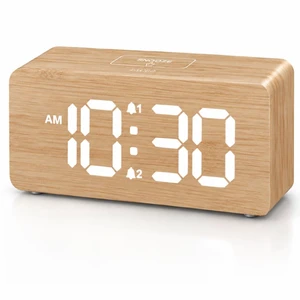 Wooden Digital Alarm Clock for Bedrooms: 0-100% Dimmable with Large Display | Easy To Read Across The Room - Loud Dual Alarm with 5 Level Volume - Modern Wood Desk Clock Decor & Gift Wooden Digital Alarm Clock for Bedrooms: 0-100% Dimmable with Large Display | Easy To Read Across The Room - Loud Dual Alarm with 5 Level Volume - Modern Wood Desk Clock Decor & Gift