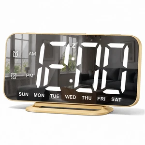 Slim LED Digital Alarm Clock, Mirror Surface for Makeup, with Diming, Large Display, Easy Setting, USB Charger Ports, Modern Bedroom, Desk, Office Living Room Decor, Christmas Birthday for Women Girl Slim LED Digital Alarm Clock, Mirror Surface for Makeup, with Diming, Large Display, Easy Setting, USB Charger Ports, Modern Bedroom, Desk, Office Living Room Decor, Christmas Birthday for Women Girl
