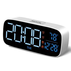 Digital Alarm Clock for Bedroom,USB-Powered,White | Dimmer,Temperature,Calendar,13 Sounds Adjustable Volume, Weekday/Weekend Mode, Snooze, 12/24H Display,Easy to set up Digital Alarm Clock for Bedroom,USB-Powered,White | Dimmer,Temperature,Calendar,13 Sounds Adjustable Volume, Weekday/Weekend Mode, Snooze, 12/24H Display,Easy to set up