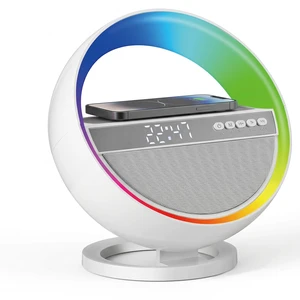 6-in-1 LED Digital Alarm Clock with Wireless Charging, Bluetooth 5.3 Speaker, RGB Dimmable Bedside Lamp, Nightstand Light with Time Display, USB & TF Card Support, Desk Lamp for Bedroom, Office, Home 6-in-1 LED Digital Alarm Clock with Wireless Charging, Bluetooth 5.3 Speaker, RGB Dimmable Bedside Lamp, Nightstand Light with Time Display, USB & TF Card Support, Desk Lamp for Bedroom, Office, Home