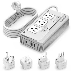 2000W 220V to 110V Voltage Converter US to Europe for Hair Dryers, 7-in-1 Power Converter Adapter Combo with 3 AC/2 USBA/2 USBC Ports & Type C/G/I/L Plugs 2000W 220V to 110V Voltage Converter US to Europe for Hair Dryers, 7-in-1 Power Converter Adapter Combo with 3 AC/2 USBA/2 USBC Ports & Type C/G/I/L Plugs