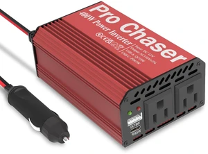Pro Chaser 400W Power Inverters for Vehicles DC 12v to 110v AC Car Inverter | Converter USB-A, PD 65W USB-C Ports, Dual AC Adapter for Air Compressor Laptops Pro Chaser 400W Power Inverters for Vehicles DC 12v to 110v AC Car Inverter | Converter USB-A, PD 65W USB-C Ports, Dual AC Adapter for Air Compressor Laptops