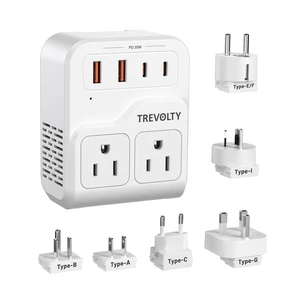 2000W European Travel Plug Adapter with 2 USB-A & 2 USB-C (PD 20W) Ports, 7-in-1 Power Adapter Combo for 230+ Countries (White) 2000W European Travel Plug Adapter with 2 USB-A & 2 USB-C (PD 20W) Ports, 7-in-1 Power Adapter Combo for 230+ Countries (White)