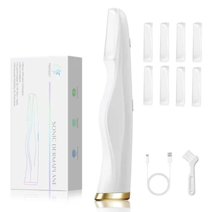 Sonic Dermaplane Razor for Women, Facial Hair Remover, U DermaSE+ | Rechargeable face shaver with 3 speeds, LED light and 8 replacement blades for approximately 12 weeks of use, White Sonic Dermaplane Razor for Women, Facial Hair Remover, U DermaSE+ | Rechargeable face shaver with 3 speeds, LED light and 8 replacement blades for approximately 12 weeks of use, White