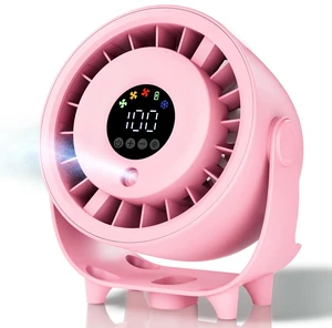 Desk Fan, Turbo Table Fan for Bedroom, Desktop Fans with Mist Spray, 100-Speed Digital Display, Low Noise, 120° Rotating, Rechargeable Battery, Wall-Mounted Design for Home, Office, Travel, Pink Desk Fan, Turbo Table Fan for Bedroom, Desktop Fans with Mist Spray, 100-Speed Digital Display, Low Noise, 120° Rotating, Rechargeable Battery, Wall-Mounted Design for Home, Office, Travel, Pink