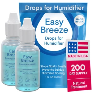 Easy Breeze Humidifier Cleaner Drops, 2-Pack - Made in USA | Keeps tanks & water fresh between cleanings - reduces buildup & sludge - for all humidifier makes and models Easy Breeze Humidifier Cleaner Drops, 2-Pack - Made in USA | Keeps tanks & water fresh between cleanings - reduces buildup & sludge - for all humidifier makes and models