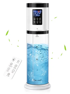 8L Humidifiers for Bedroom, 30dB Quiet, 500ft² Coverage, 60H Runtime | 3-in-1 Air Humidifier & Essential Oil Diffuser & Ambient Light, Top Fill, Sleep Mode, 16H Timer, Auto Shutoff Protection 8L Humidifiers for Bedroom, 30dB Quiet, 500ft² Coverage, 60H Runtime | 3-in-1 Air Humidifier & Essential Oil Diffuser & Ambient Light, Top Fill, Sleep Mode, 16H Timer, Auto Shutoff Protection