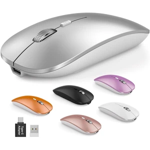 Mouse for MacBook, Bluetooth Wireless Mouse for Laptop & iPad | 3-Device Rechargeable USB-C Mouse, Slim Silent Design, Front Charging, 3 DPI, MacBook Air/Pro, Portable, Silver Mouse for MacBook, Bluetooth Wireless Mouse for Laptop & iPad | 3-Device Rechargeable USB-C Mouse, Slim Silent Design, Front Charging, 3 DPI, MacBook Air/Pro, Portable, Silver