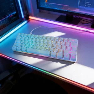 60% Gaming Keyboard, Ultra-Compact 61 Keys RGB Backlit Mini Keyboard with Black Keycaps for PC Laptop Windows Gamer, White 60% Gaming Keyboard, Ultra-Compact 61 Keys RGB Backlit Mini Keyboard with Black Keycaps for PC Laptop Windows Gamer, White