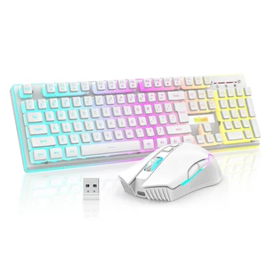 K10 Wireless Gaming Keyboard and Mouse Combo, RGB Backlit Rechargeable 3800mAh Battery, Mechanical Feel Anti-ghosting Keyboard + 7D 3200DPI Mice for PC Gamer(White Pudding) K10 Wireless Gaming Keyboard and Mouse Combo, RGB Backlit Rechargeable 3800mAh Battery, Mechanical Feel Anti-ghosting Keyboard + 7D 3200DPI Mice for PC Gamer(White Pudding)
