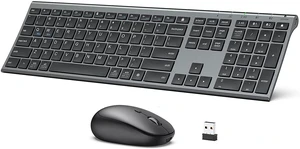 DK03 Bluetooth Keyboard and Mouse Combo, Slim Full-Size, Space Gray | Dual Bluetooth & 2.4G Modes, Slim Wireless Keyboard Mouse with Numeric Keypad, Quiet Typing, Rechargeable, for Windows & Mac DK03 Bluetooth Keyboard and Mouse Combo, Slim Full-Size, Space Gray | Dual Bluetooth & 2.4G Modes, Slim Wireless Keyboard Mouse with Numeric Keypad, Quiet Typing, Rechargeable, for Windows & Mac