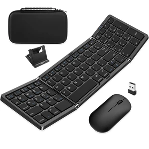 Foldable Keyboard Mouse Combo for Travel,Bluetooth/2.4G Rechargeable(Black) | Multi-device Portable keyboard mouse set, portable travel case included, compatible for Windows/iOS/Android/MacS/PC Foldable Keyboard Mouse Combo for Travel,Bluetooth/2.4G Rechargeable(Black) | Multi-device Portable keyboard mouse set, portable travel case included, compatible for Windows/iOS/Android/MacS/PC