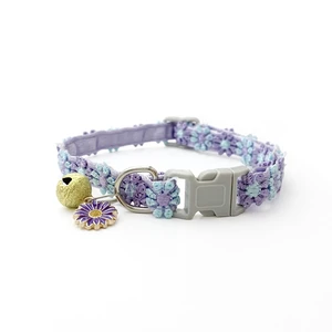 Colorful Lace Flower Cat Collar with Bell Decoration and Adjustable Tag, Polyester Pet Collar for Small Dogs and Cats, Cute Accessory Colorful Lace Flower Cat Collar with Bell Decoration and Adjustable Tag, Polyester Pet Collar for Small Dogs and Cats, Cute Accessory