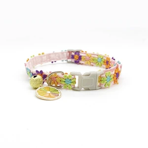 Colorful Lace Flower Cat Collar with Bell Decoration and Adjustable Tag, Polyester Pet Collar for Small Dogs and Cats, Cute Accessory Colorful Lace Flower Cat Collar with Bell Decoration and Adjustable Tag, Polyester Pet Collar for Small Dogs and Cats, Cute Accessory